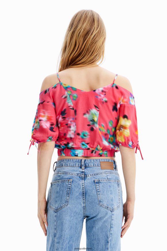 Desigual Women Short gathered floral blouse Clothing PFVZ0B693