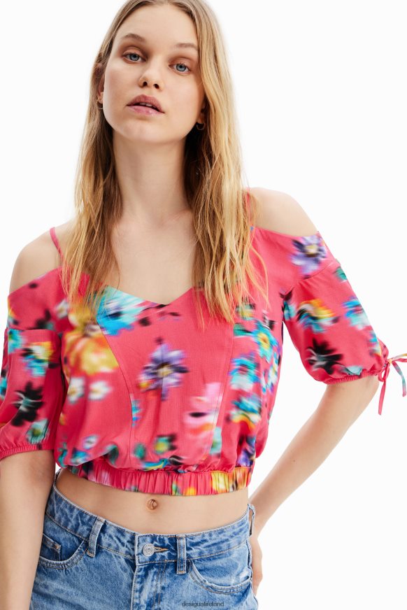 Desigual Women Short gathered floral blouse Clothing PFVZ0B693
