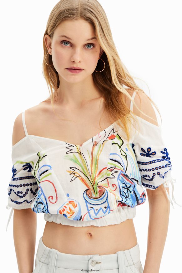 Desigual Women Short gathered illustration blouse Clothing PFVZ0B870