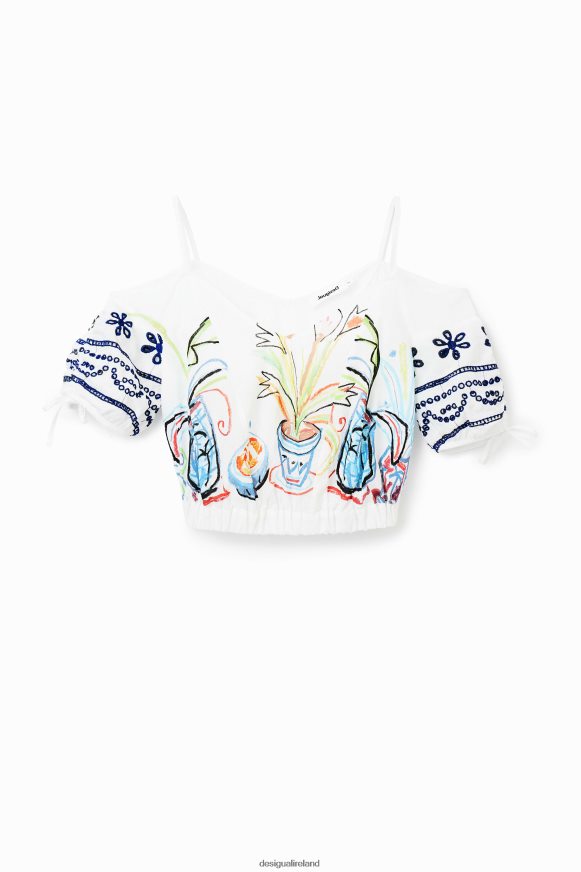 Desigual Women Short gathered illustration blouse Clothing PFVZ0B870