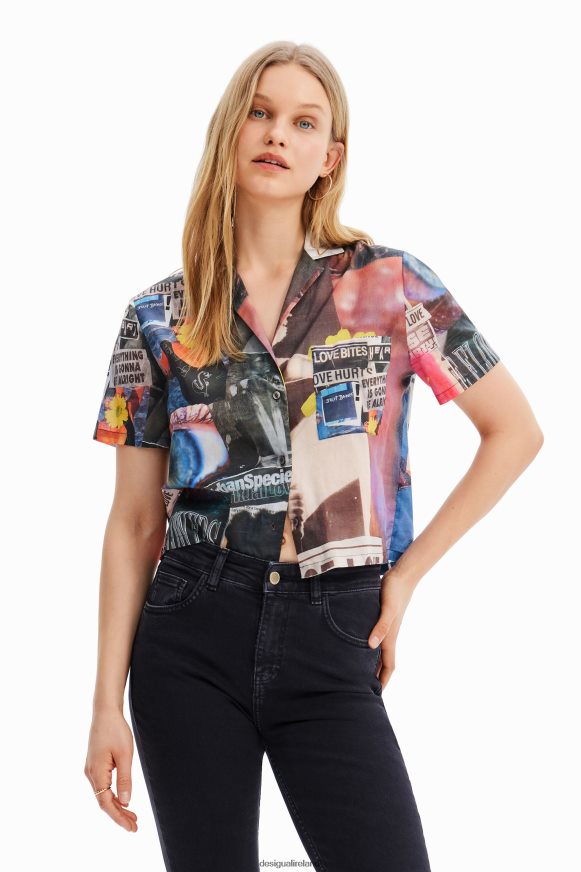 Desigual Women Short newspaper resort shirt Clothing PFVZ0B329