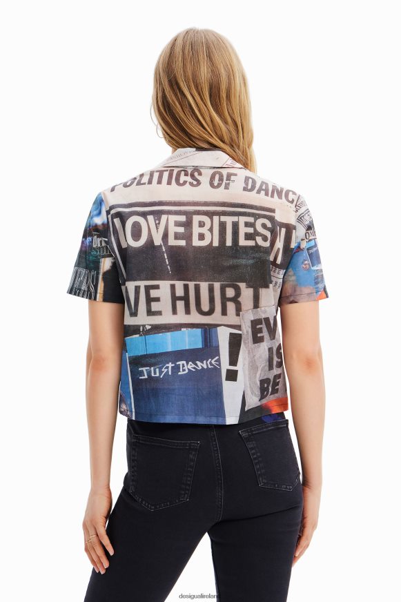 Desigual Women Short newspaper resort shirt Clothing PFVZ0B329