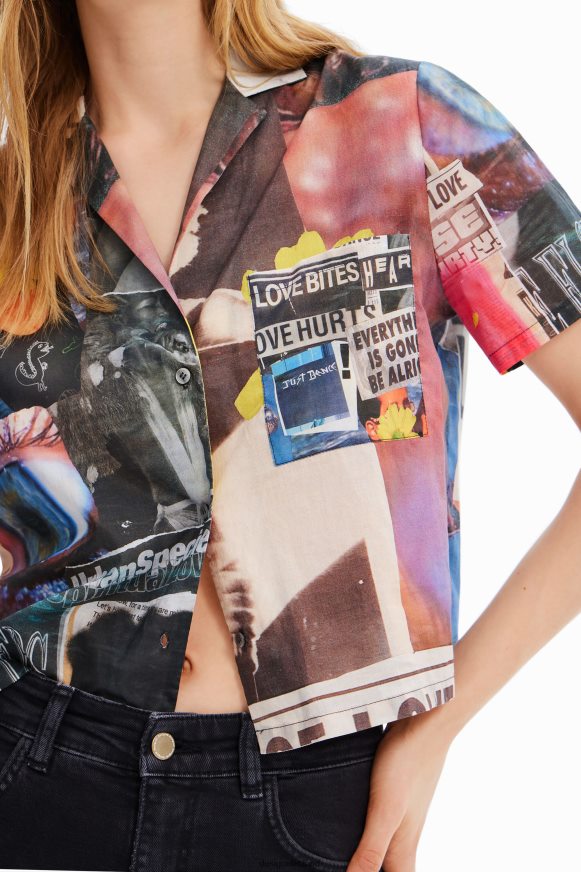 Desigual Women Short newspaper resort shirt Clothing PFVZ0B329
