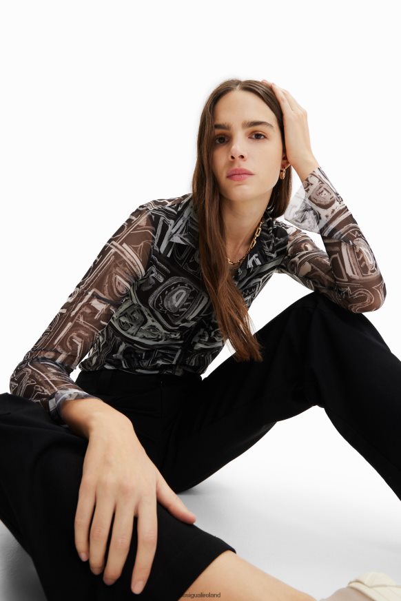Desigual Women Short slim tulle shirt Clothing PFVZ0B347