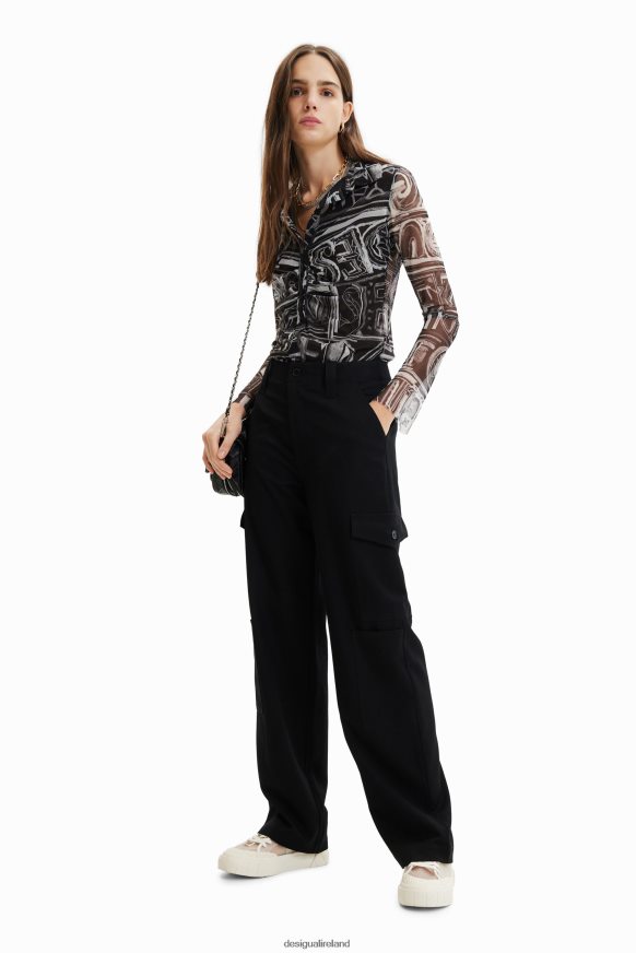 Desigual Women Short slim tulle shirt Clothing PFVZ0B347