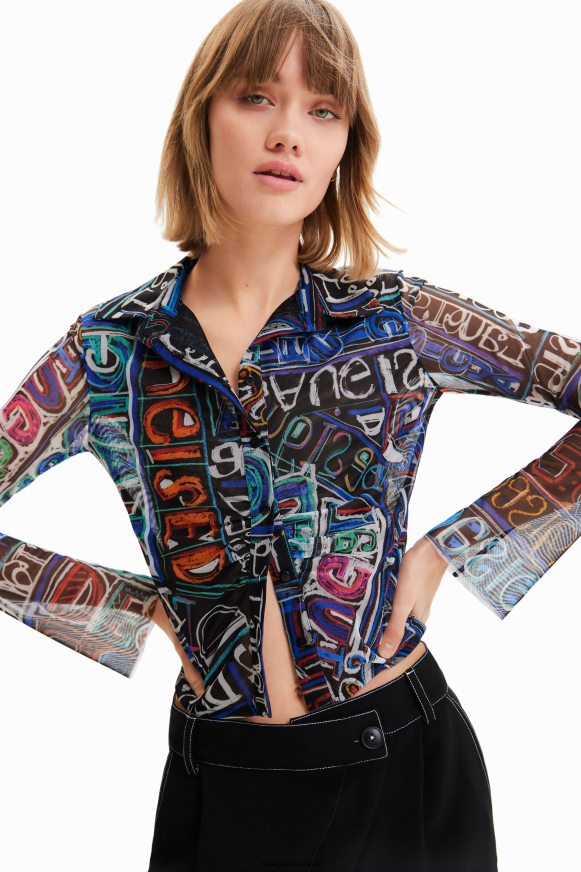 Desigual Women Short slim tulle shirt Clothing PFVZ0B649