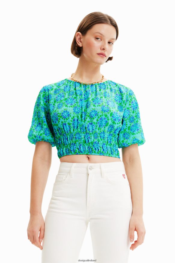 Desigual Women Short tie-dye puff-sleeve blouse Clothing PFVZ0B692