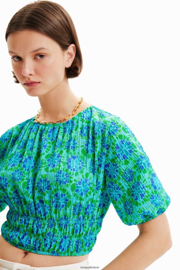 Desigual Women Short tie-dye puff-sleeve blouse Clothing PFVZ0B692