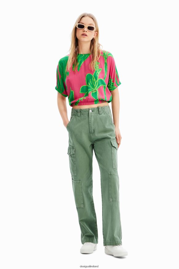 Desigual Women Short tropical puff-sleeve blouse Clothing PFVZ0B775