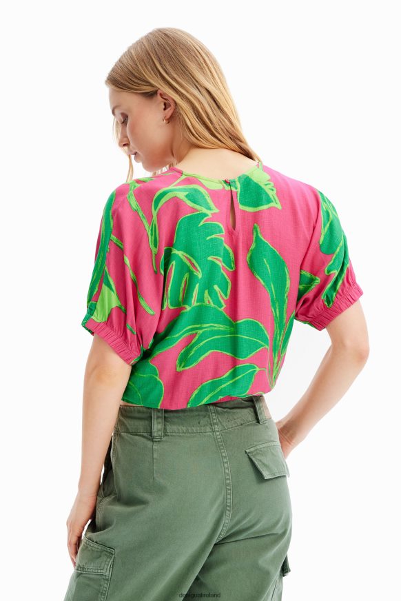 Desigual Women Short tropical puff-sleeve blouse Clothing PFVZ0B775