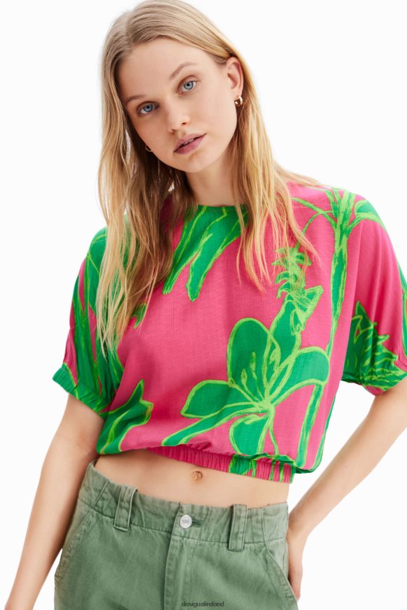 Desigual Women Short tropical puff-sleeve blouse Clothing PFVZ0B775