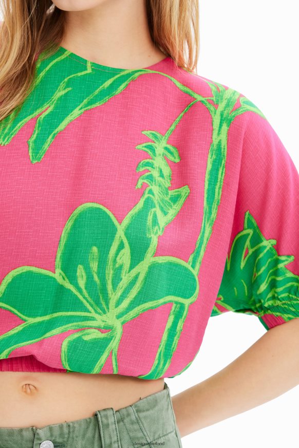 Desigual Women Short tropical puff-sleeve blouse Clothing PFVZ0B775
