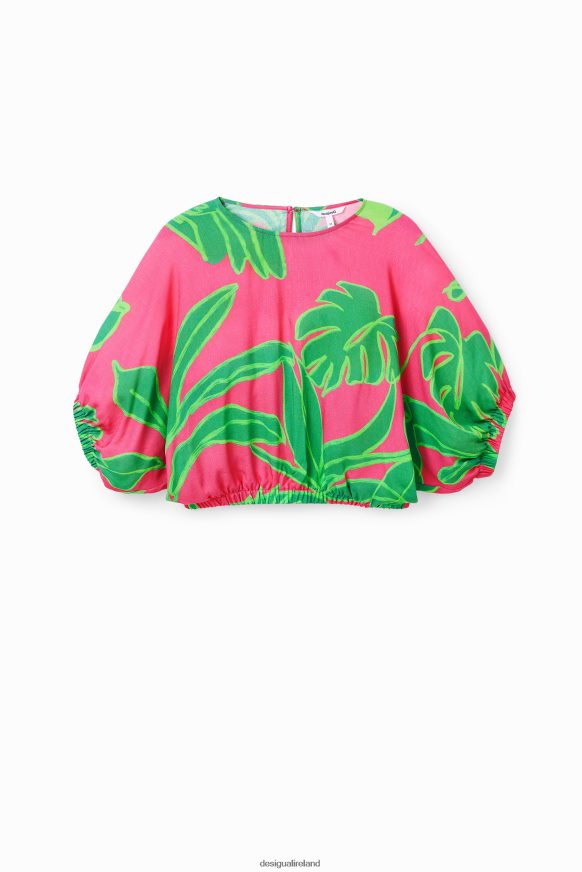 Desigual Women Short tropical puff-sleeve blouse Clothing PFVZ0B775