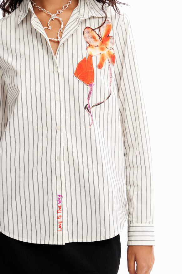 Desigual Women Striped flower shirt Clothing PFVZ0B114
