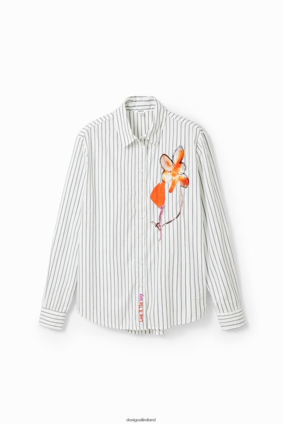 Desigual Women Striped flower shirt Clothing PFVZ0B114