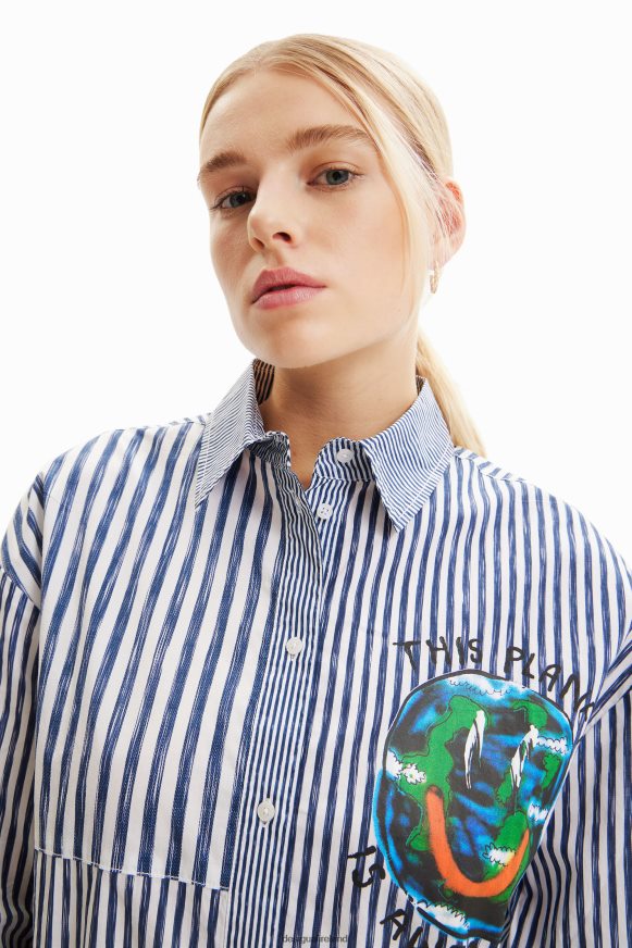Desigual Women Striped patchwork illustration shirt Clothing PFVZ0B640