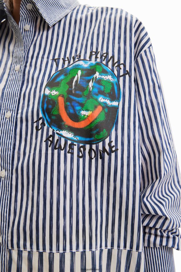 Desigual Women Striped patchwork illustration shirt Clothing PFVZ0B640