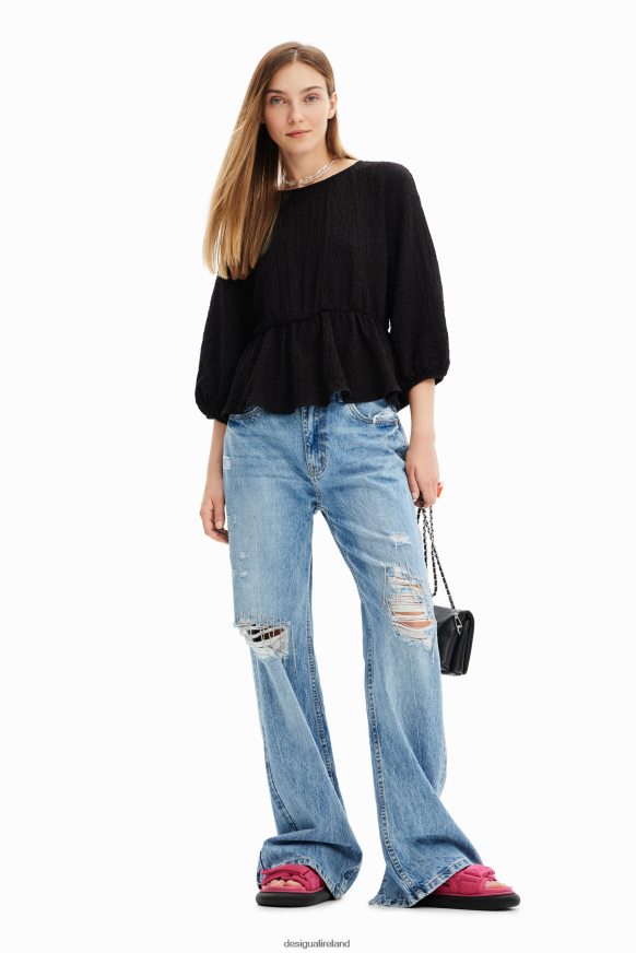 Desigual Women Textured cut-out blouse Clothing PFVZ0B718