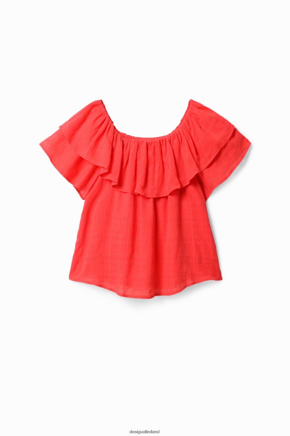 Desigual Women Textured ruffle blouse Clothing PFVZ0B1150