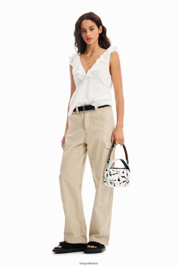 Desigual Women Textured ruffle blouse Clothing PFVZ0B474