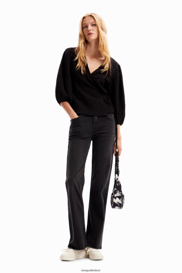 Desigual Women Textured wrap blouse Clothing PFVZ0B248