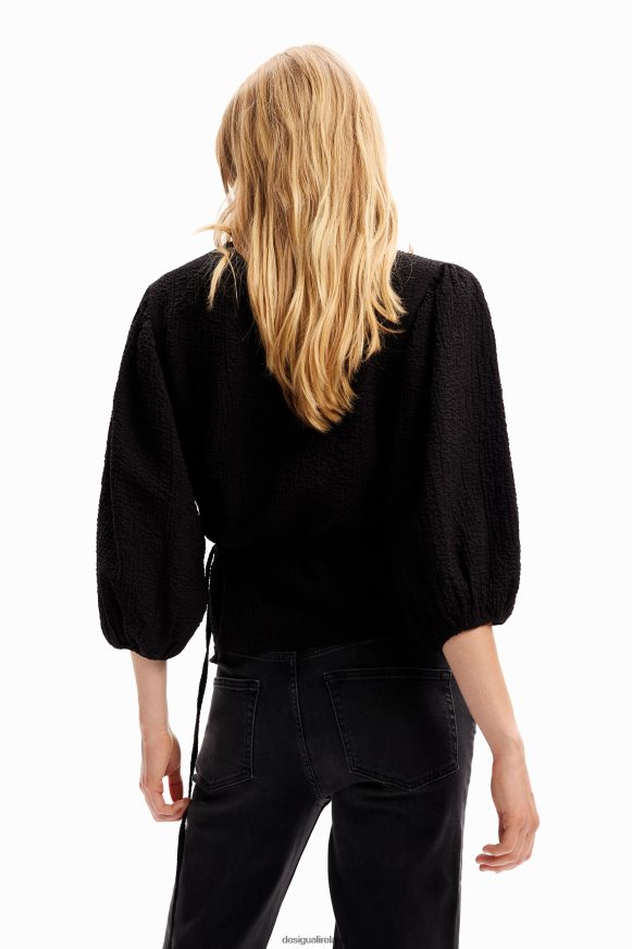 Desigual Women Textured wrap blouse Clothing PFVZ0B248