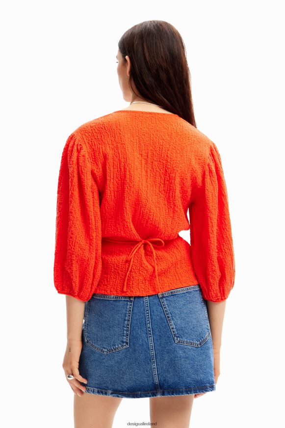 Desigual Women Textured wrap blouse Clothing PFVZ0B267