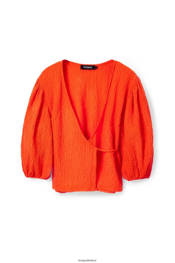 Desigual Women Textured wrap blouse Clothing PFVZ0B267