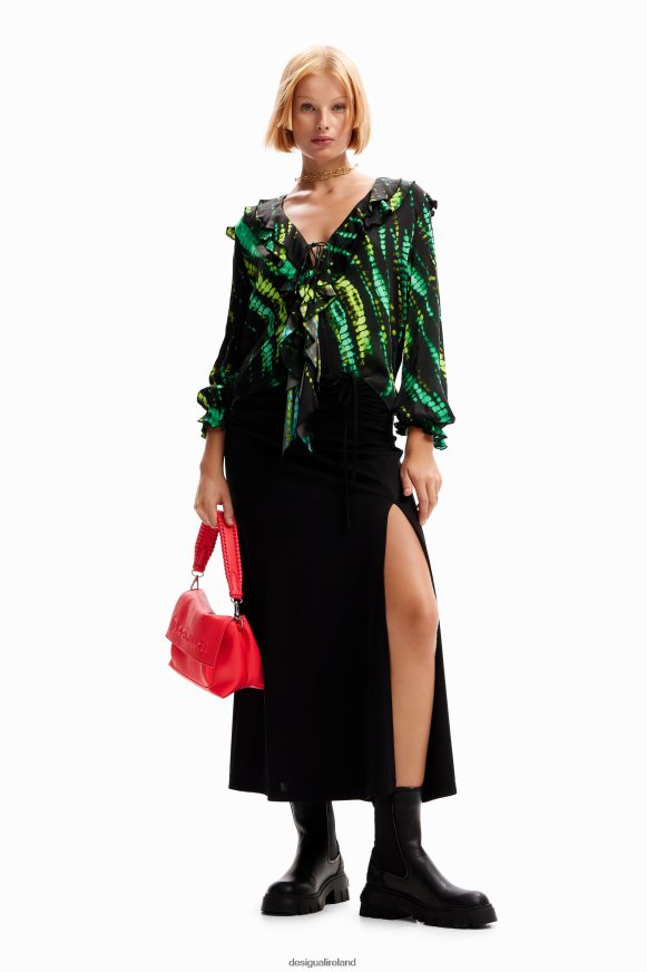 Desigual Women Tie-dye ruffle blouse Clothing PFVZ0B166