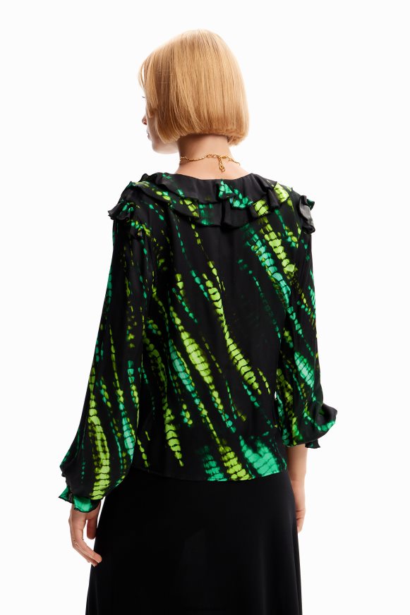 Desigual Women Tie-dye ruffle blouse Clothing PFVZ0B166