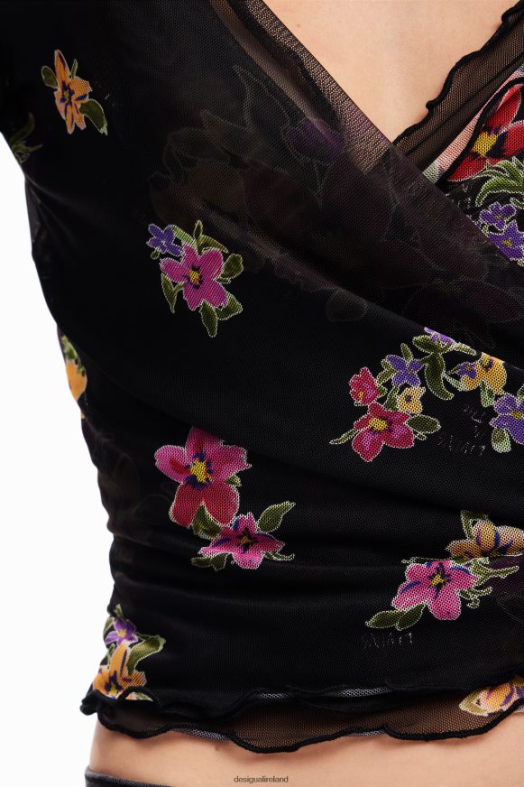 Desigual Women Wrap floral tulle blouse Clothing PFVZ0B84