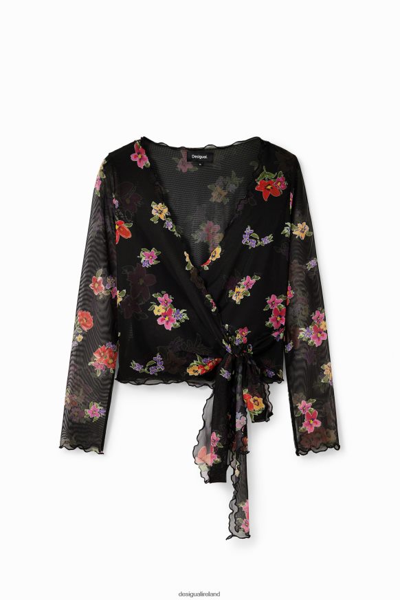 Desigual Women Wrap floral tulle blouse Clothing PFVZ0B84