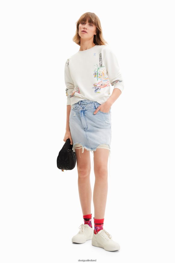 Desigual Women Denim criss-cross waist mini skirt Clothing PFVZ0B759