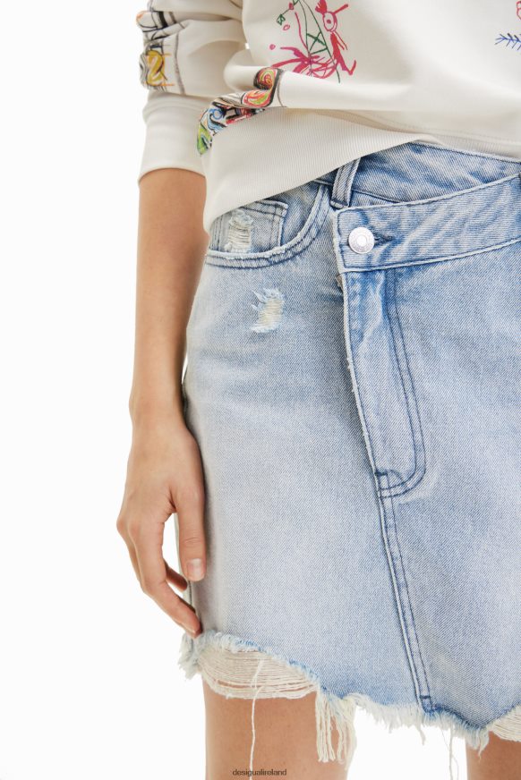 Desigual Women Denim criss-cross waist mini skirt Clothing PFVZ0B759