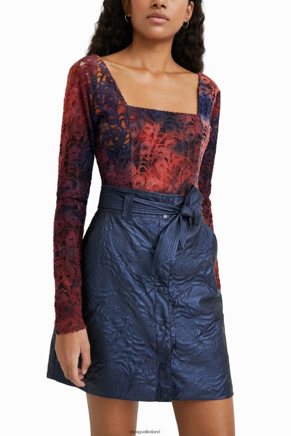 Desigual Women Embossed flower slim miniskirt Clothing PFVZ0B1085