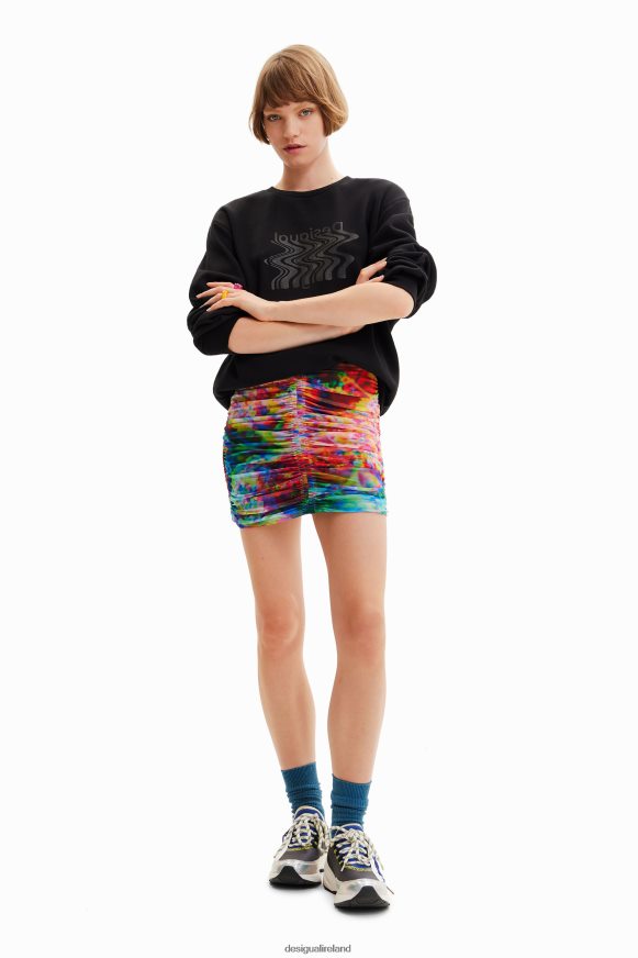 Desigual Women Floral ruched tulle mini skirt Clothing PFVZ0B324