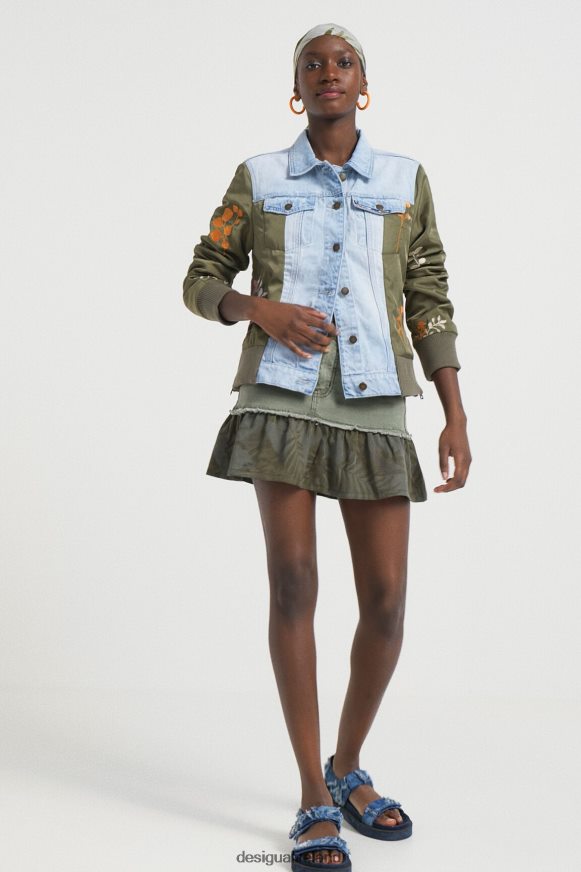 Desigual Women Flounce patchwork denim miniskirt Clothing PFVZ0B1131