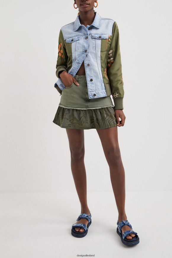 Desigual Women Flounce patchwork denim miniskirt Clothing PFVZ0B1131
