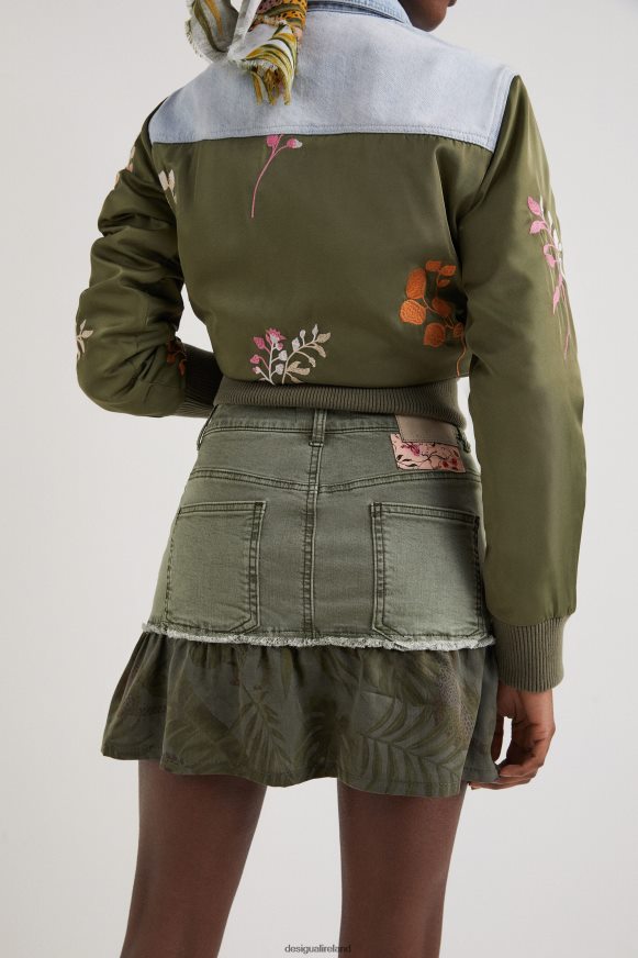 Desigual Women Flounce patchwork denim miniskirt Clothing PFVZ0B1131