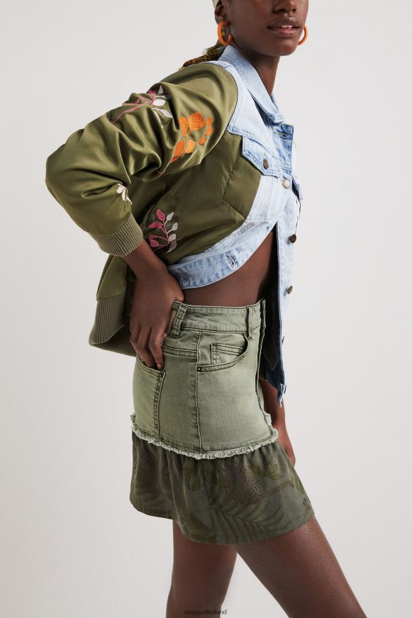 Desigual Women Flounce patchwork denim miniskirt Clothing PFVZ0B1131