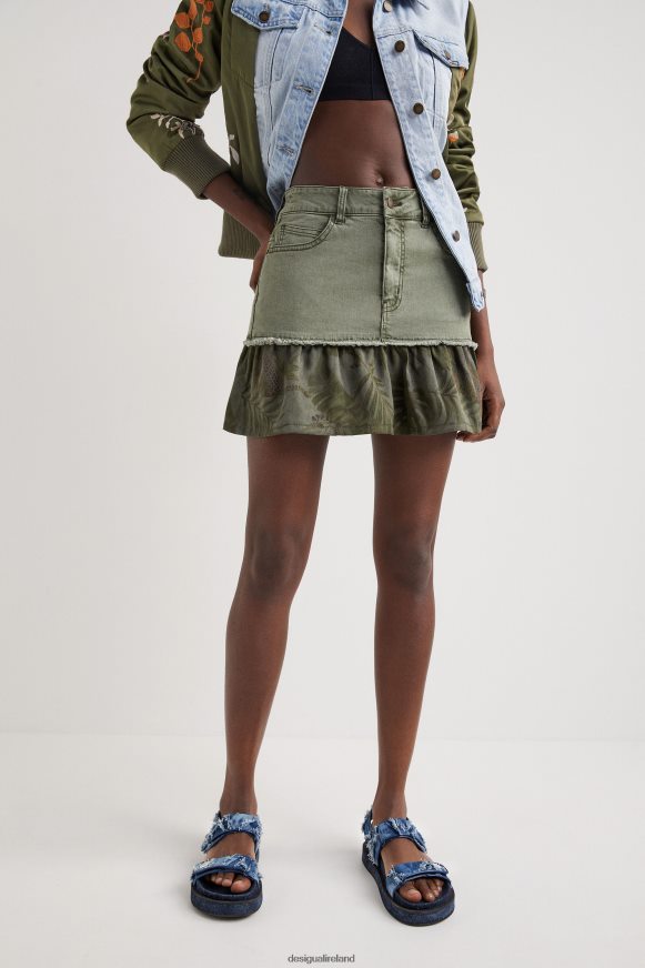 Desigual Women Flounce patchwork denim miniskirt Clothing PFVZ0B1131