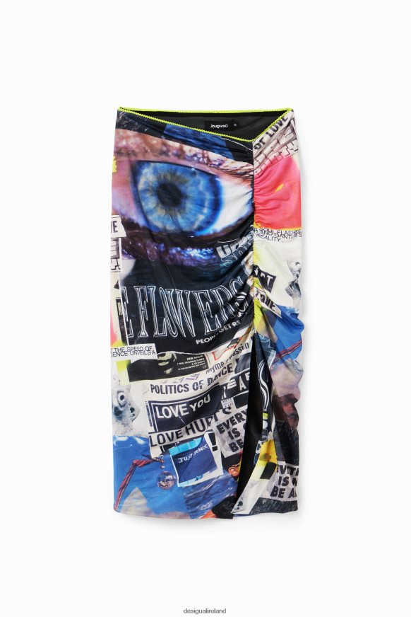 Desigual Women Slim gathered collage midi skirt Clothing PFVZ0B367