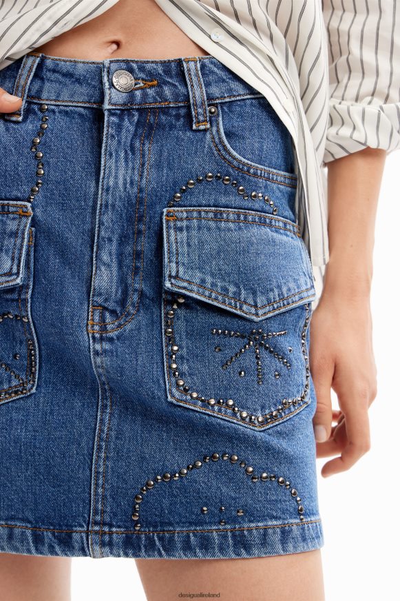 Desigual Women Studded denim mini skirt Clothing PFVZ0B177