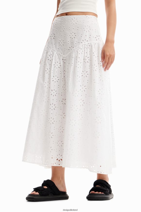 Desigual Women Swiss embroidery midi skirt Clothing PFVZ0B336