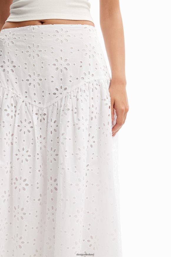Desigual Women Swiss embroidery midi skirt Clothing PFVZ0B336