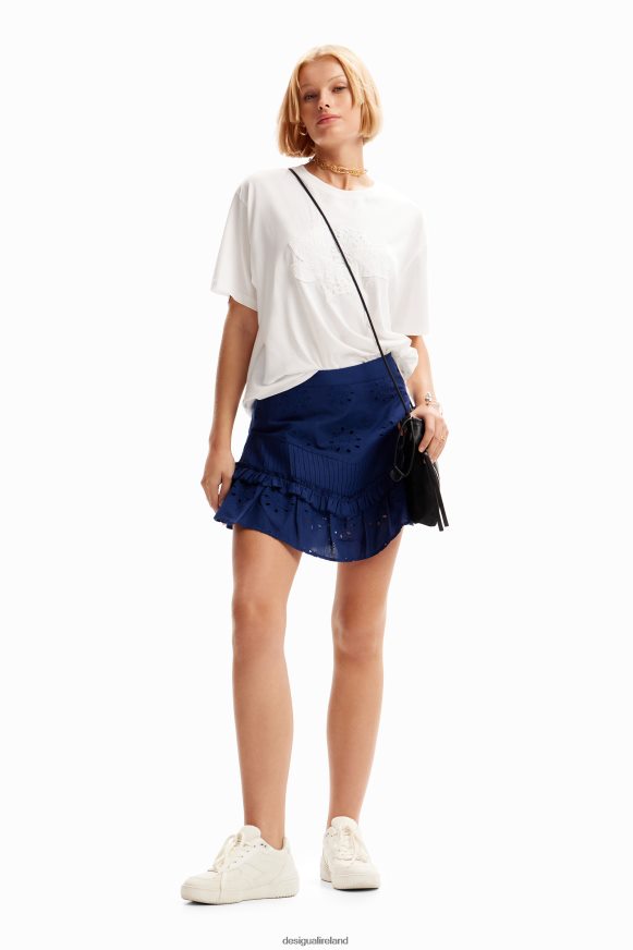 Desigual Women Swiss embroidery ruffle miniskirt Clothing PFVZ0B473