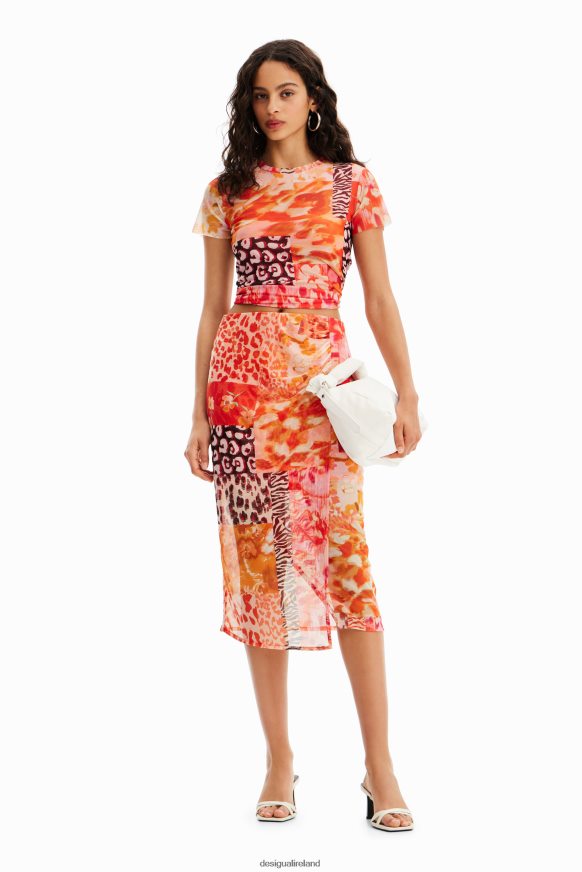 Desigual Women Tulle patchwork midi skirt Clothing PFVZ0B479