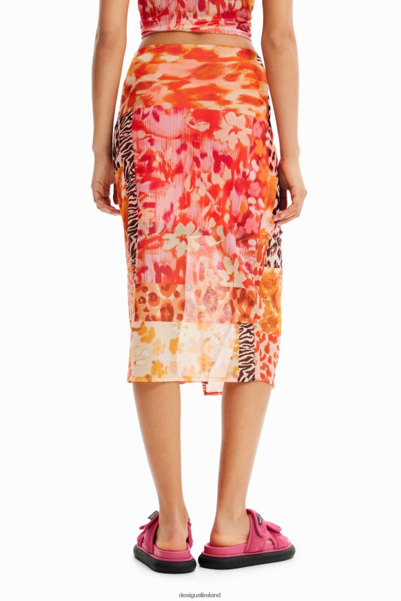 Desigual Women Tulle patchwork midi skirt Clothing PFVZ0B479