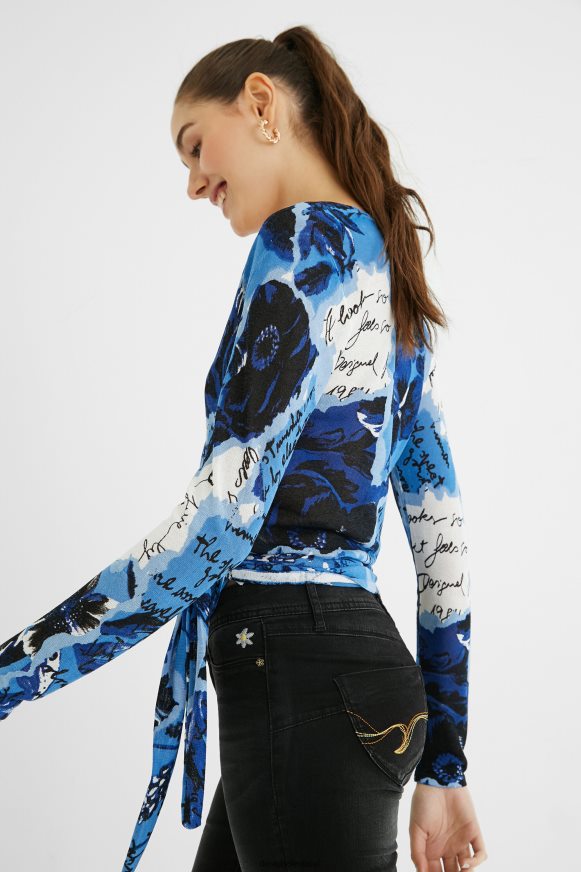 Desigual Women Knit print jumper bow Clothing PFVZ0B1163