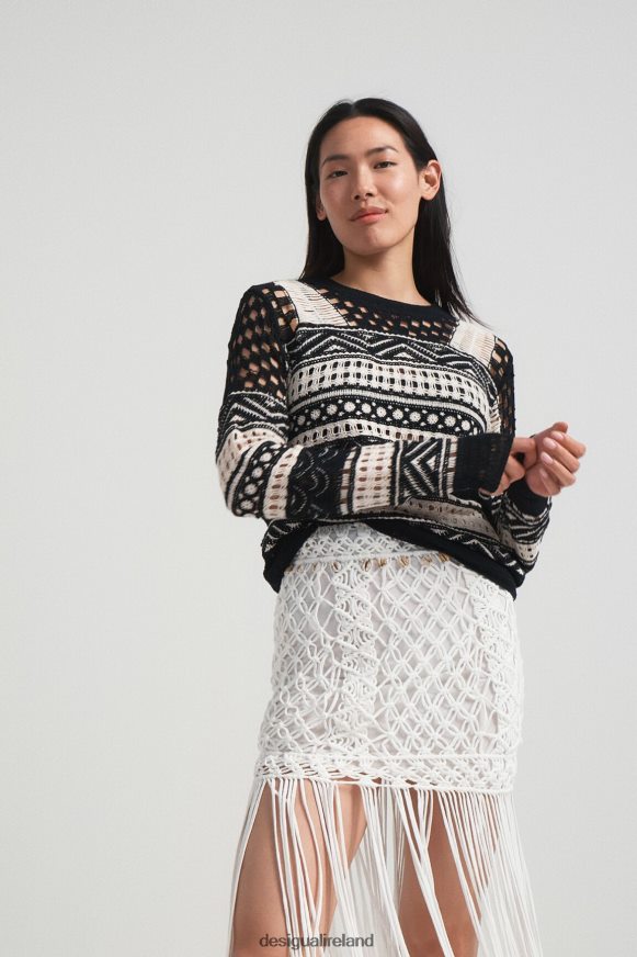Desigual Women Semi-transparent crochet jumper Clothing PFVZ0B1031